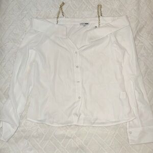 Fashionova White Off-Shoulder Blouse with Chain Straps